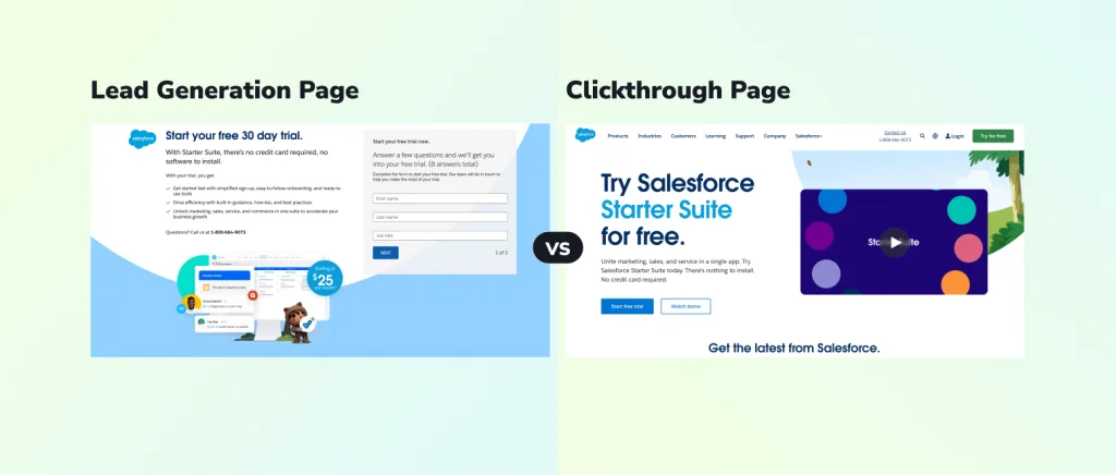 Landing Page | Sma Marketing Lead Generation Page Vs Clickthrough Page