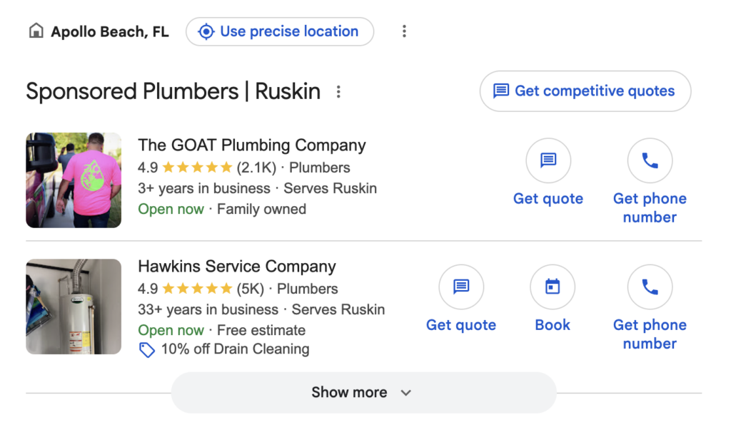 Example Lsa For Plumber Apollo Beach Fl